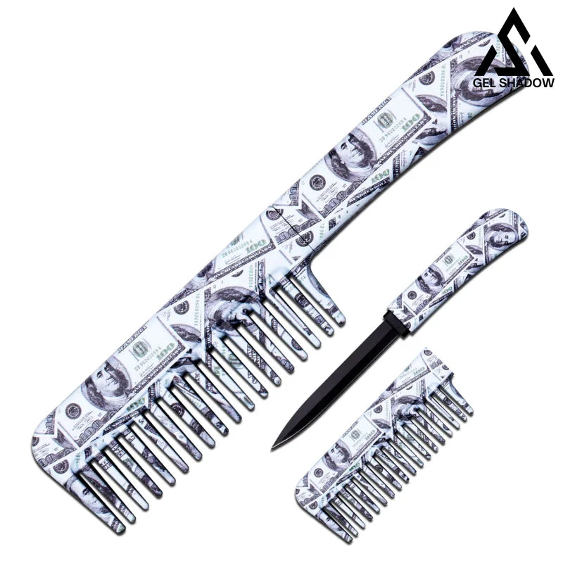 Self Defense Brush Comb With Hidden Sharp Knife-GS84 US dollar Square handle Pocket Knives - Tophatter Daily Deals