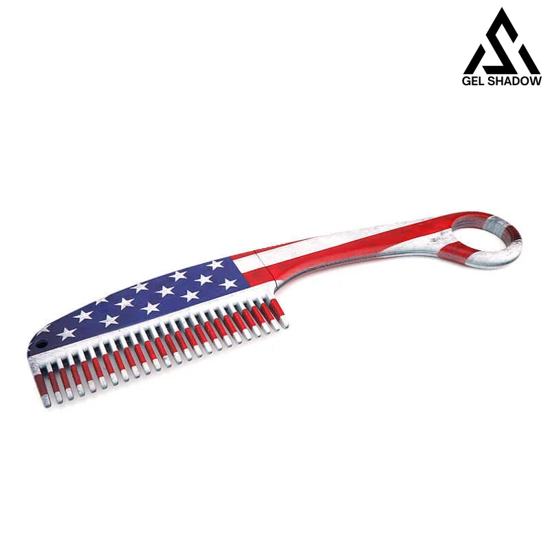 Self Defense Brush Comb With Hidden Sharp Knife-GS84 UsA Flag Round handle Pocket Knives - Tophatter Daily Deals