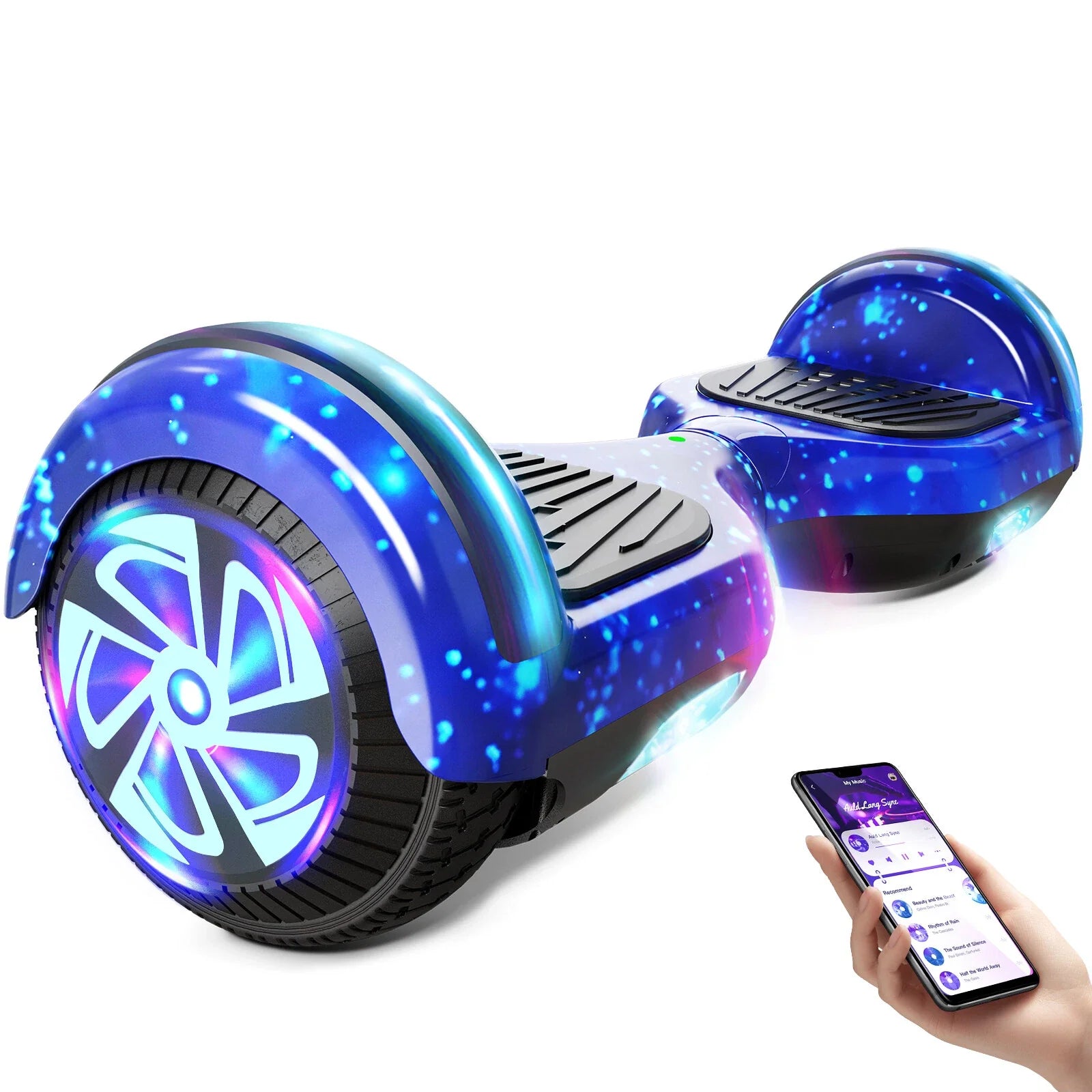 Electric Self Balancing Scooter - 500W Hoverboard For Kids Bluetooth LED Segway Blue Sports & Outdoor - Tophatter Daily Deals