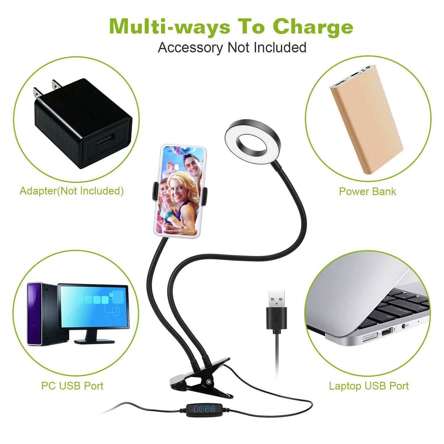 Selfie Ring with Phone Holder Clamp Mobile Accessories - Tophatter Daily Deals