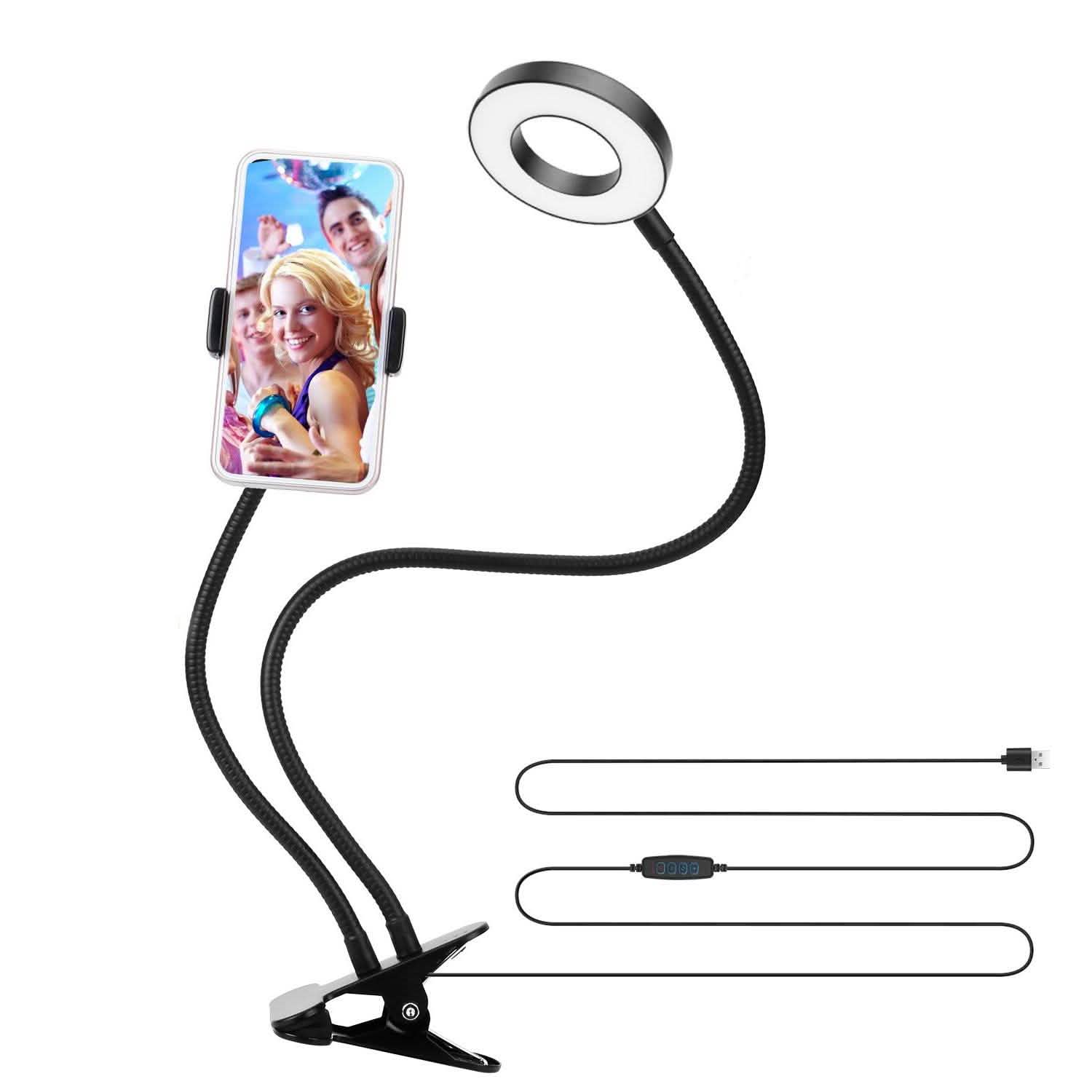 Selfie Ring with Phone Holder Clamp Mobile Accessories - Tophatter Daily Deals