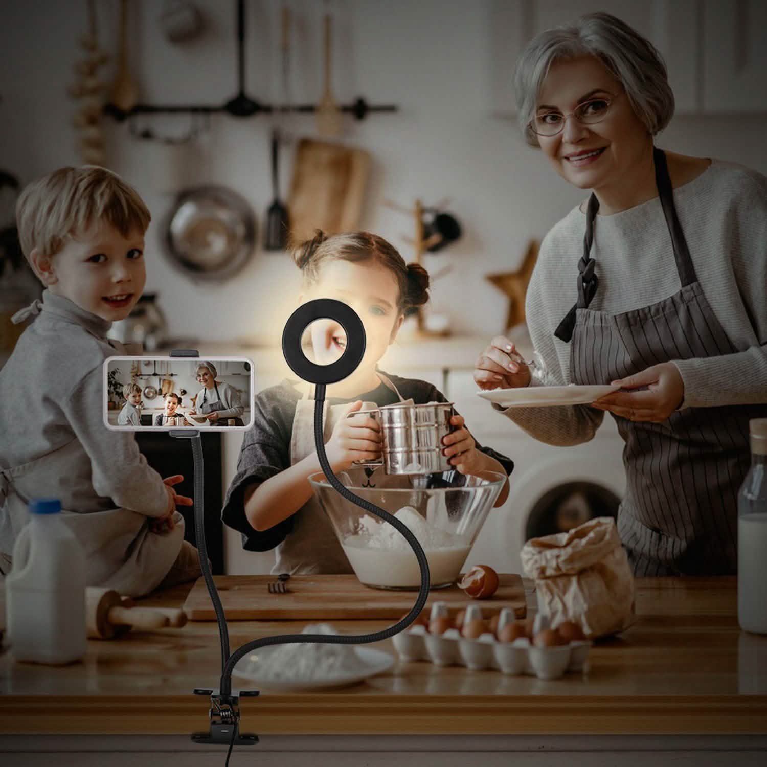 Selfie Ring with Phone Holder Clamp Mobile Accessories - Tophatter Daily Deals