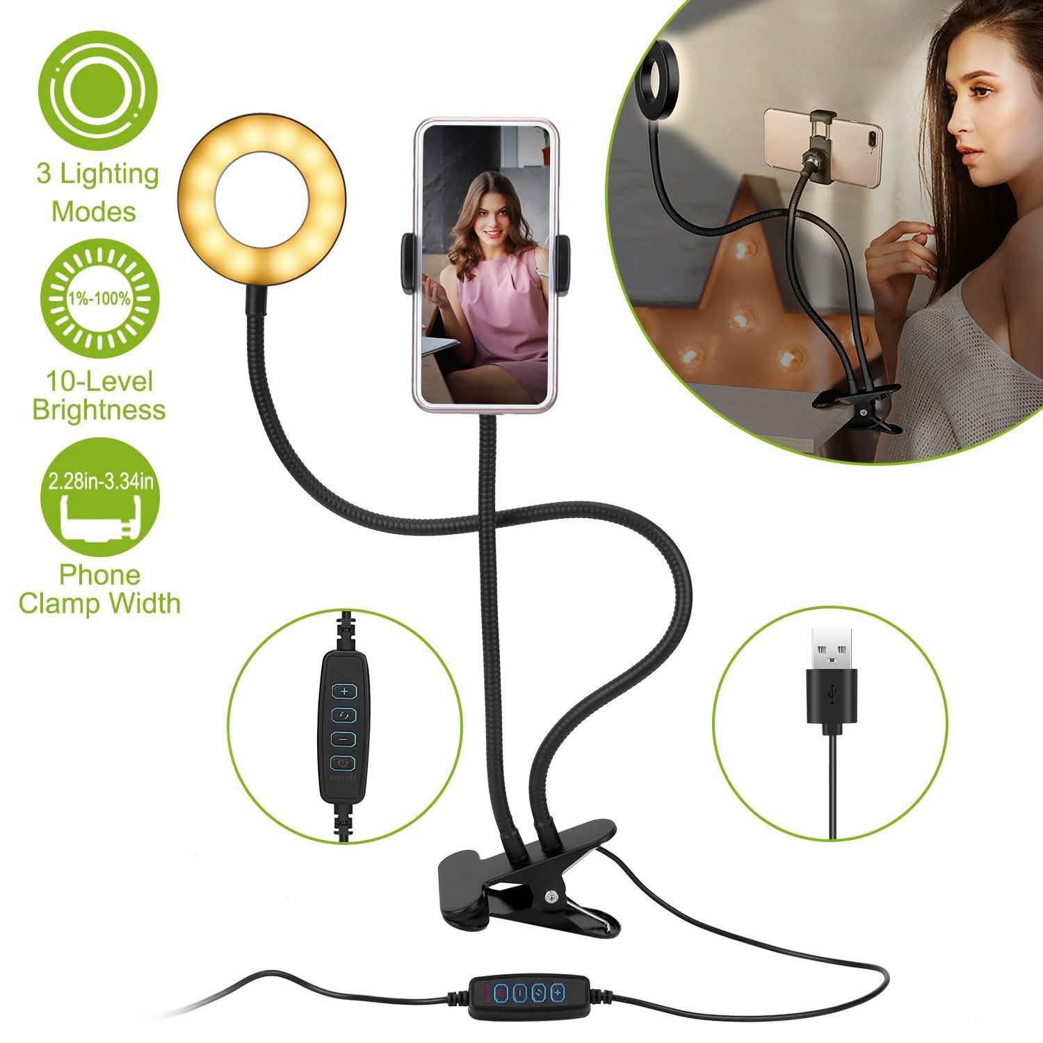 Selfie Ring with Phone Holder Clamp Mobile Accessories - Tophatter Daily Deals