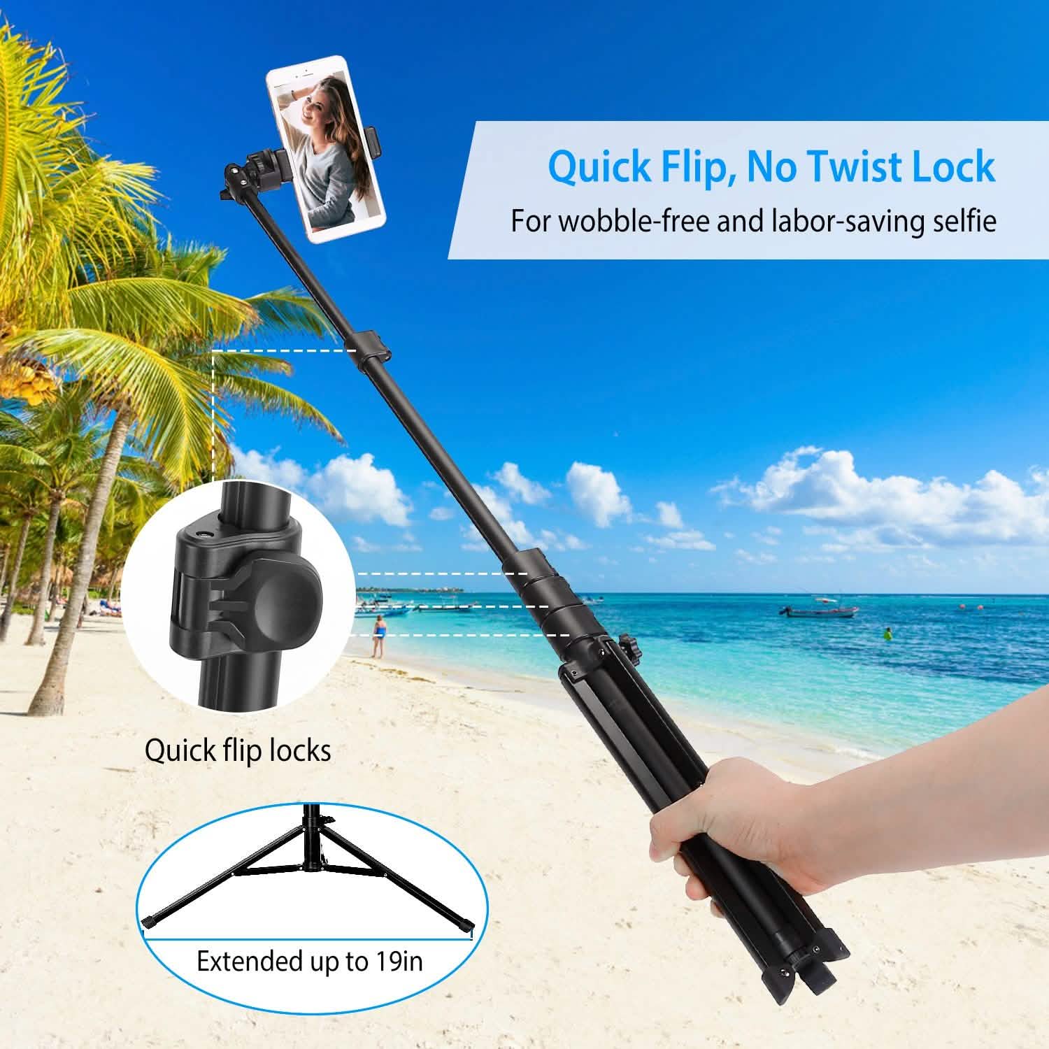Selfie Stick Tripod Wireless Desktop Phone Tripod Stand Mobile Accessories - Tophatter Daily Deals