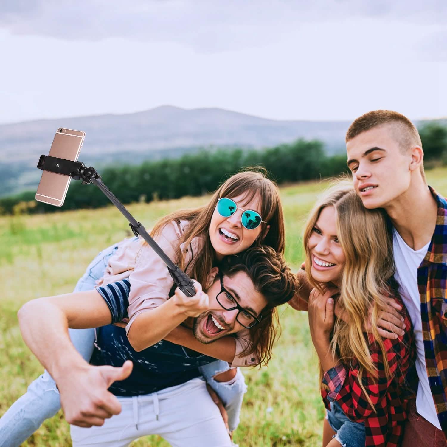 Selfie Stick Tripod Wireless Desktop Phone Tripod Stand Mobile Accessories - Tophatter Daily Deals