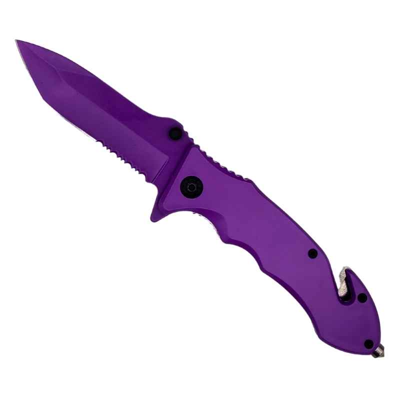 Auto Safety Survival Self-Defense Purple Tanto Blade Knives & Knuckles - Tophatter Daily Deals