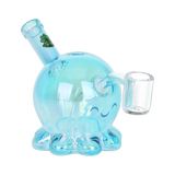 SeshGear Adorable Octopus Mini Dab Rig Transparent Neon Blue Glass Dab Rigs - Tophatter Daily Deals