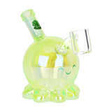 SeshGear Adorable Octopus Mini Dab Rig Transparent Lime Green Glass Dab Rigs - Tophatter Daily Deals