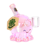 SeshGear Adorable Octopus Mini Dab Rig Transparent Pink Glass Dab Rigs - Tophatter Daily Deals
