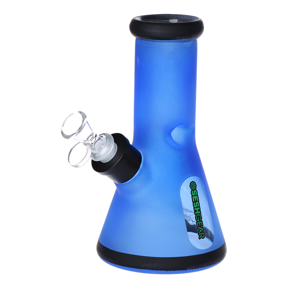 SeshGear Beaker Dual Use Smoker's Kit Sandblasted Blue Glass Bongs - Tophatter Daily Deals