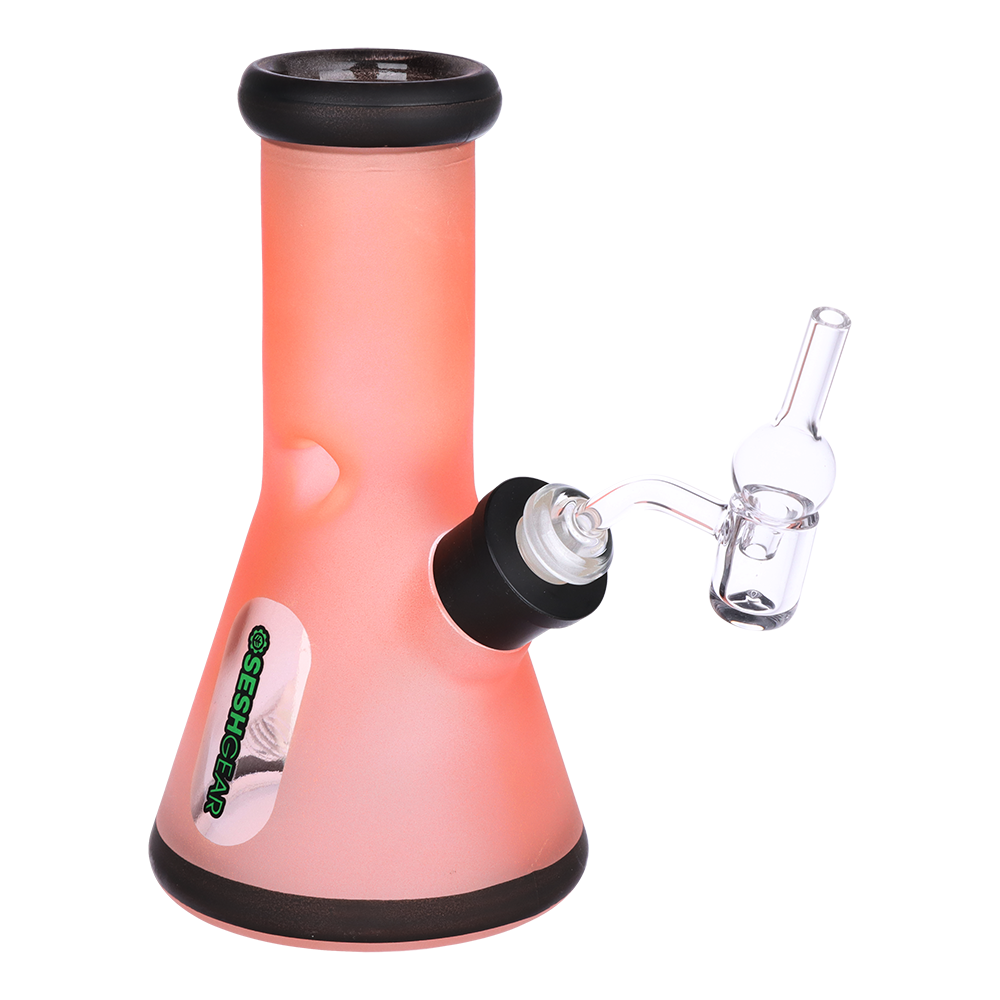 SeshGear Beaker Dual Use Smoker's Kit Sandblasted Peach Glass Bongs - Tophatter Daily Deals