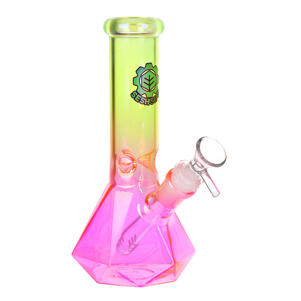 SeshGear Ombre Diamond Beaker Bong Neon Green Pink Gradient Bongs - Tophatter Daily Deals