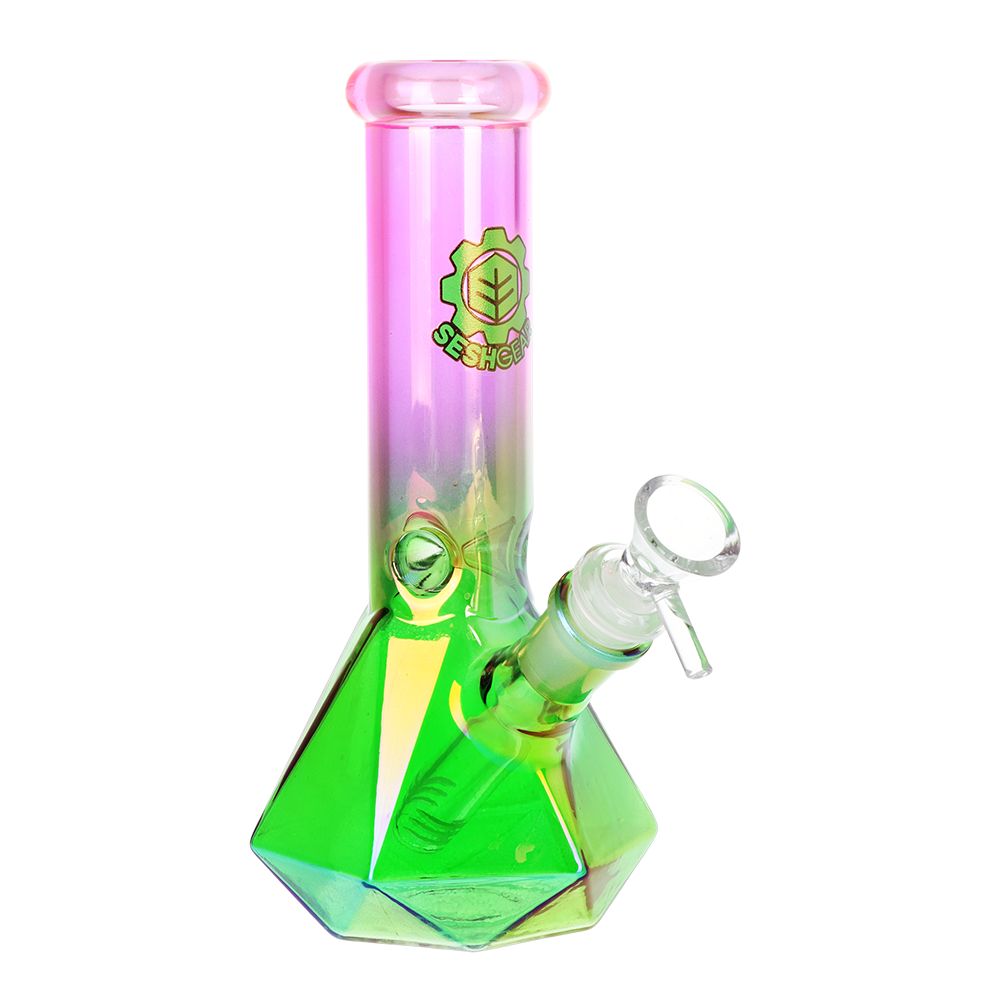 SeshGear Ombre Diamond Beaker Bong Pink Green Gradient Bongs - Tophatter Daily Deals