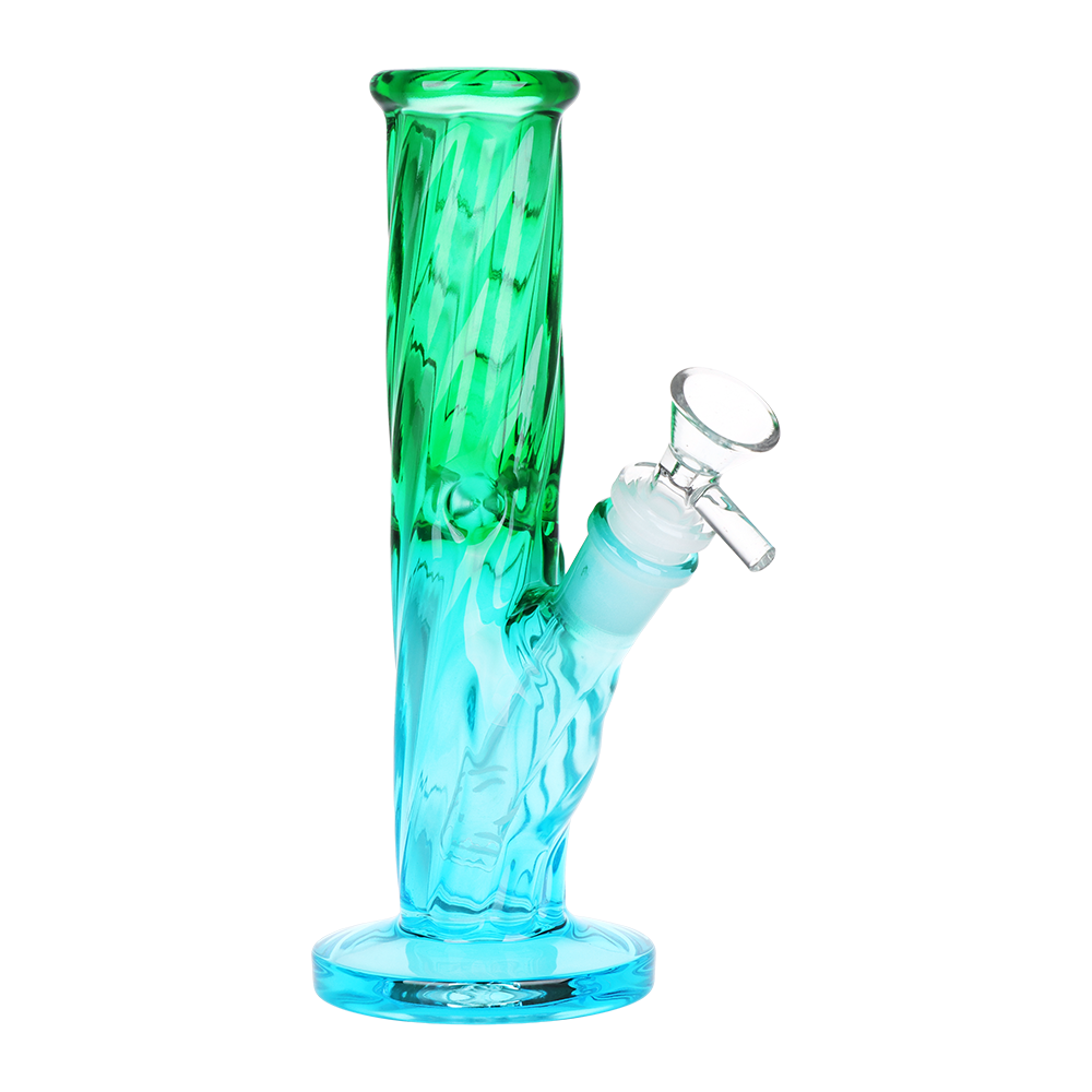 SeshGear Ombre Twist Straight Tube Bong Green Blue Gradient Bongs - Tophatter Daily Deals