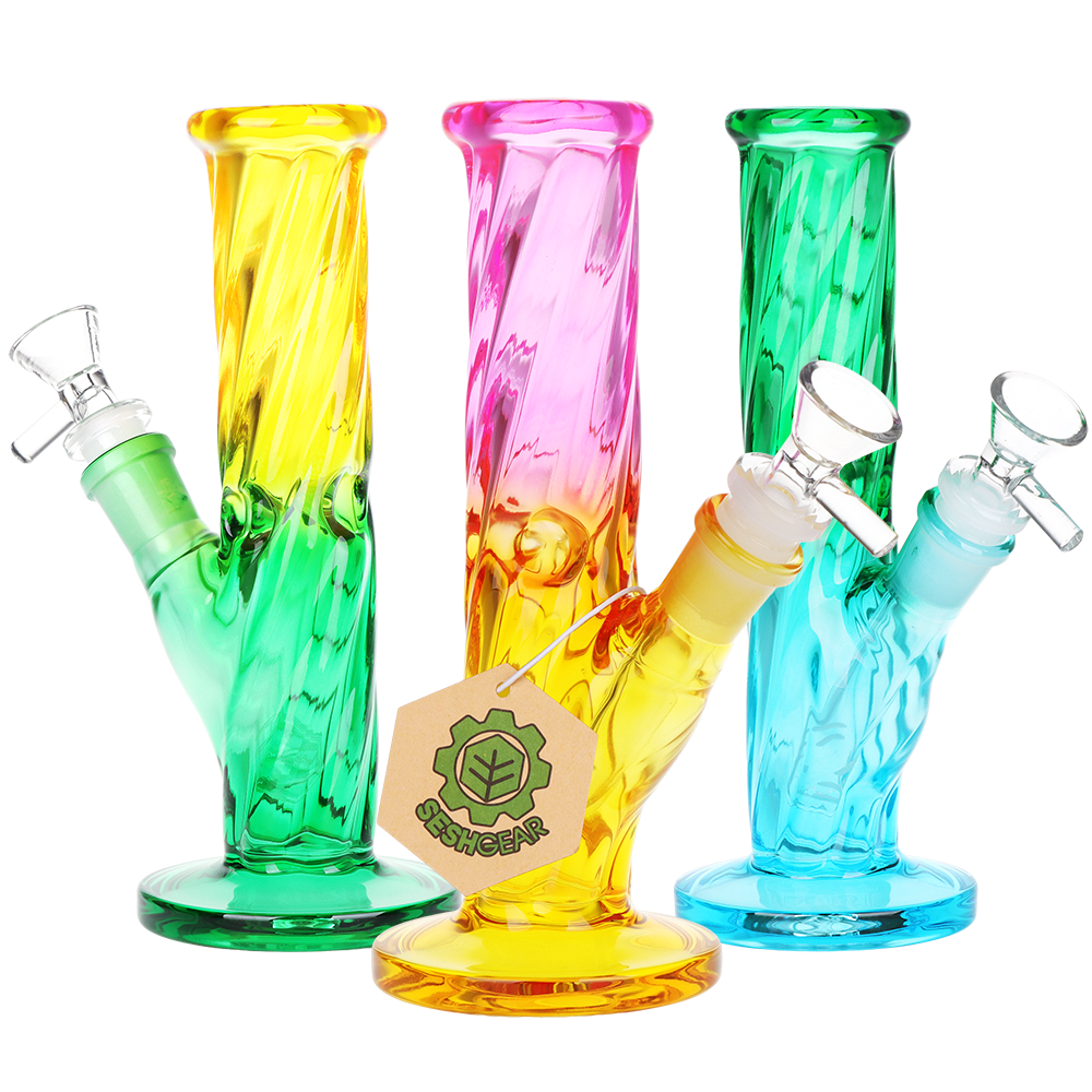 SeshGear Ombre Twist Straight Tube Bong Bongs - Tophatter Daily Deals