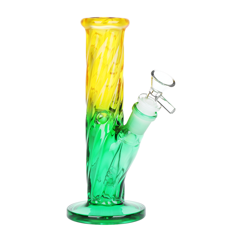 SeshGear Ombre Twist Straight Tube Bong Yellow Green Gradient Bongs - Tophatter Daily Deals