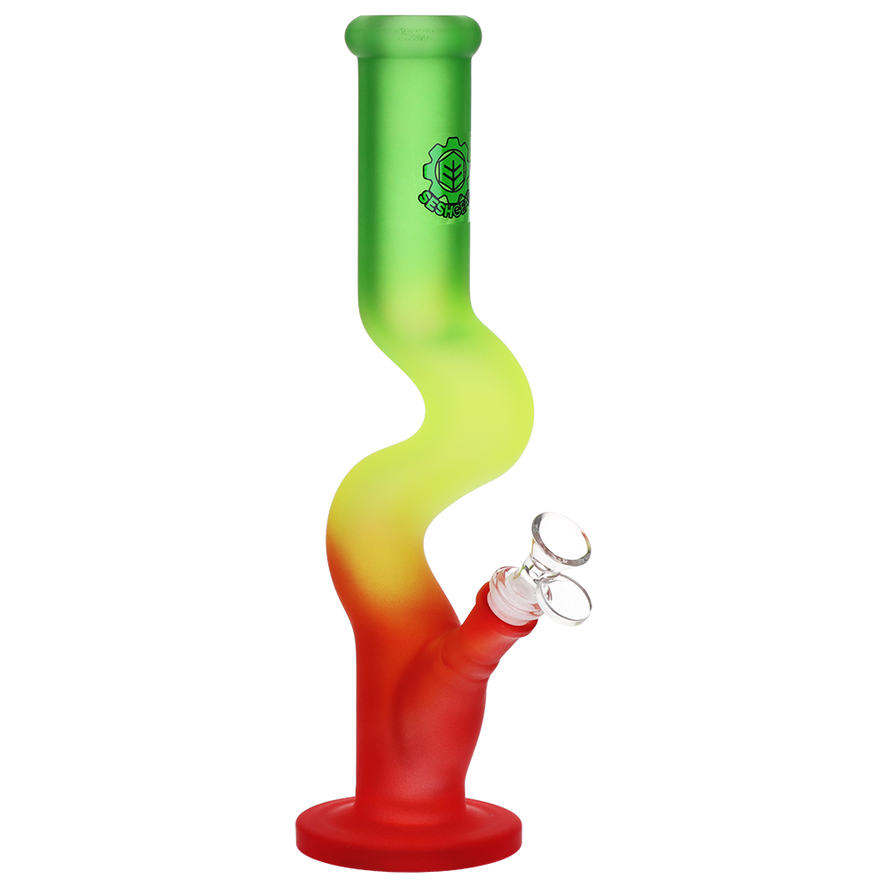 SeshGear Ombre U-Bend Tube Bong Green Yellow Red Gradient Bongs - Tophatter Daily Deals