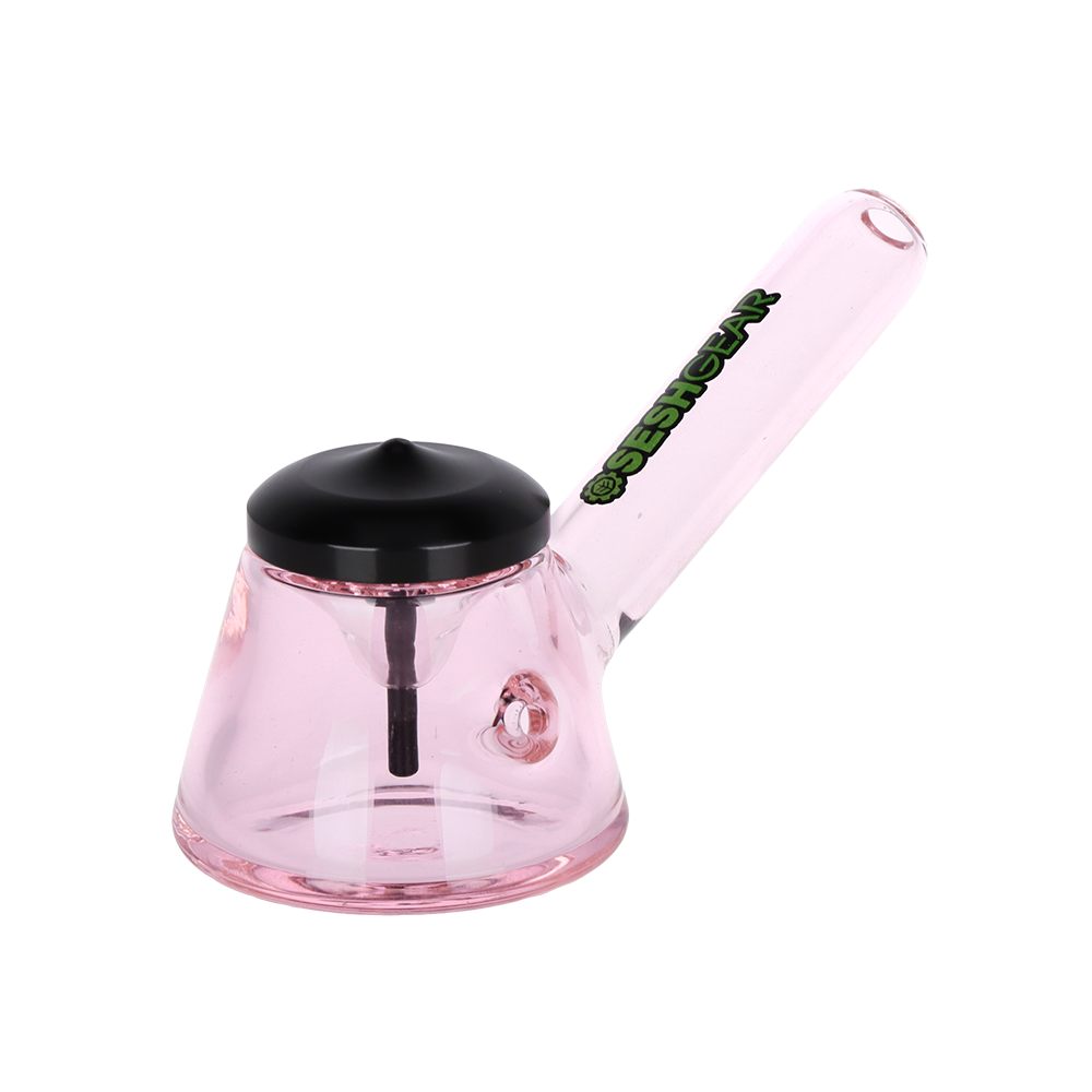 SeshGear Poke & Tamp Hand Pipe Transparent Pink Glass Hand Pipes - Tophatter Daily Deals