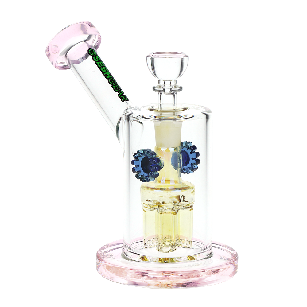 SeshGear Steampunk Gears Bong Transparent Pink Glass Bongs - Tophatter Daily Deals