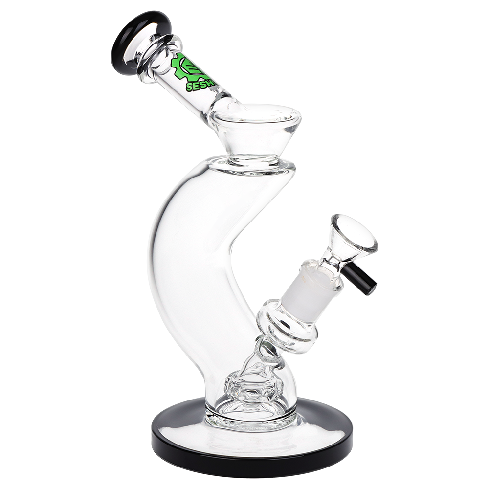 SeshGear Swerve Tube Bong Opaque Black Glass Bongs - Tophatter Daily Deals