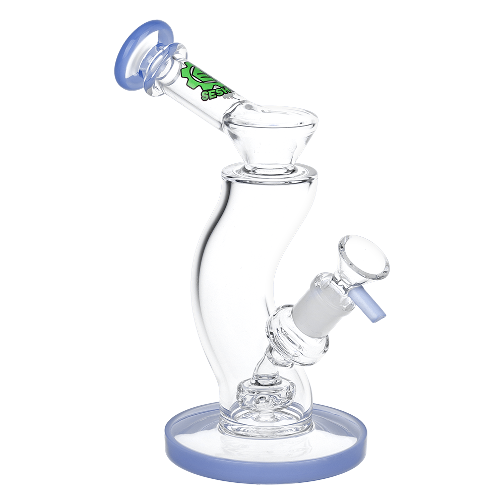SeshGear Swerve Tube Bong Opaque Light Blue Glass Bongs - Tophatter Daily Deals
