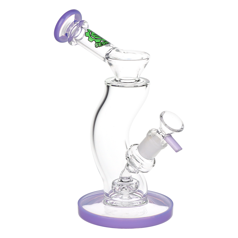 SeshGear Swerve Tube Bong Opaque Purple Glass Bongs - Tophatter Daily Deals