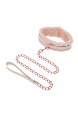 Sex & Mischief - Peaches 'N CreaMe - Faux Fur Collar & Leash - Peach/Rose Gold BDSM - Tophatter Daily Deals