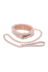 Sex & Mischief - Peaches 'N CreaMe - Faux Fur Collar & Leash - Peach/Rose Gold BDSM - Tophatter Daily Deals