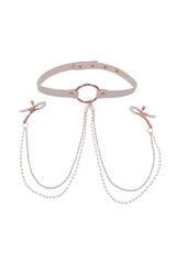 Sex & Mischief - Peaches 'N CreaMe - Collar With Nipple Clamps - Peach/Rose Gold BDSM - Tophatter Daily Deals