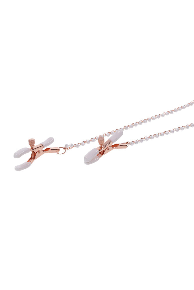 Sex & Mischief - Peaches 'N CreaMe - Collar With Nipple Clamps - Peach/Rose Gold BDSM - Tophatter Daily Deals