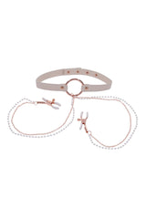 Sex & Mischief - Peaches 'N CreaMe - Collar With Nipple Clamps - Peach/Rose Gold BDSM - Tophatter Daily Deals