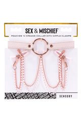 Sex & Mischief - Peaches 'N CreaMe - Collar With Nipple Clamps - Peach/Rose Gold BDSM - Tophatter Daily Deals