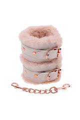 Sex & Mischief - Peaches 'N CreaMe - Faux Fur Handcuffs - Peach/Rose Gold BDSM - Tophatter Daily Deals