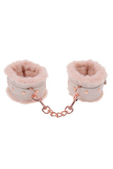 Sex & Mischief - Peaches 'N CreaMe - Faux Fur Handcuffs - Peach/Rose Gold BDSM - Tophatter Daily Deals