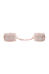 Sex & Mischief - Peaches 'N CreaMe - Faux Fur Handcuffs - Peach/Rose Gold BDSM - Tophatter Daily Deals