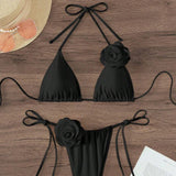 Sexy 3D Floral Halter Bikini For Women Swimwear - Tophatter Daily Deals
