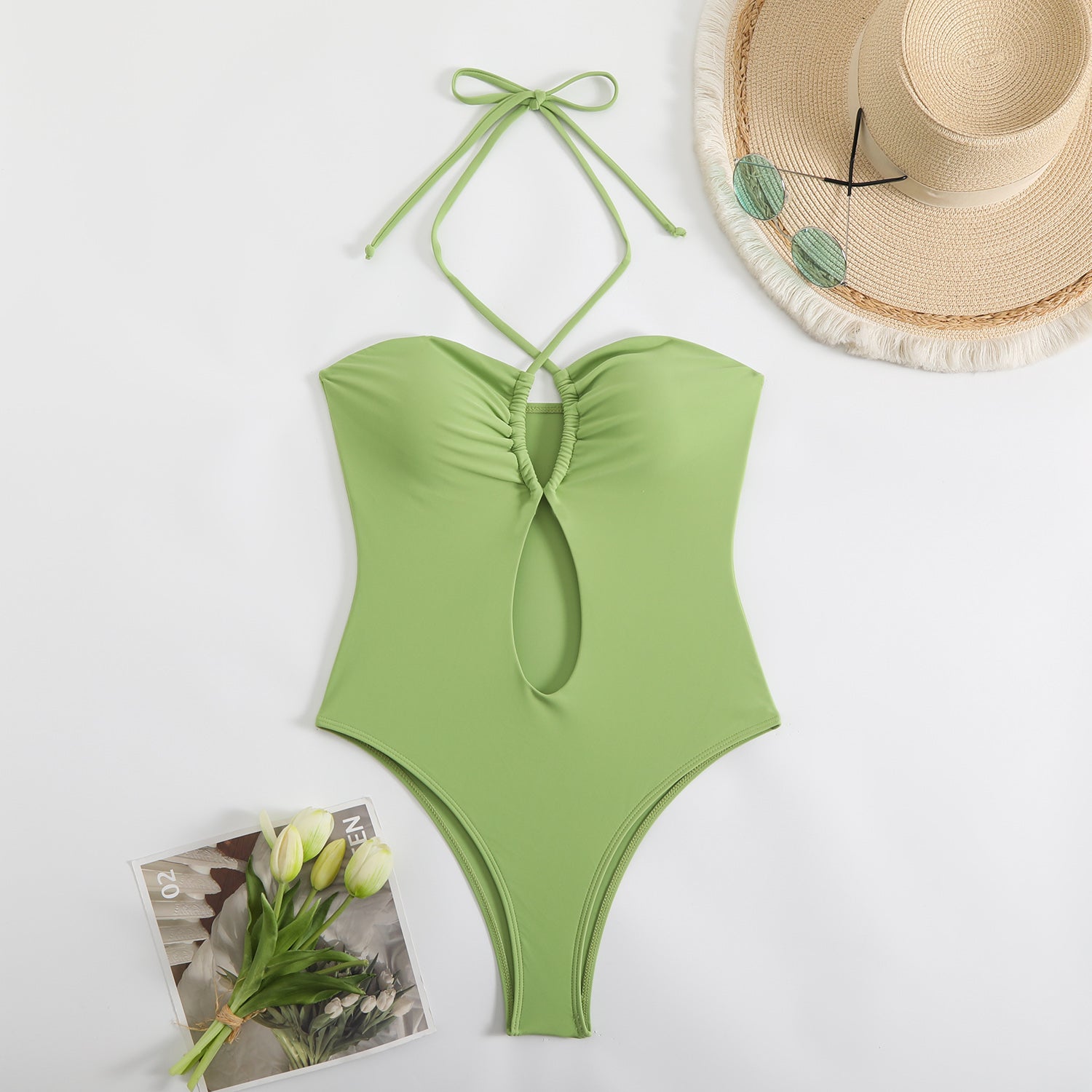 Sexy Halter Top Bikinis Bandeau Swimwear Apple Green Swimwear - Tophatter Daily Deals