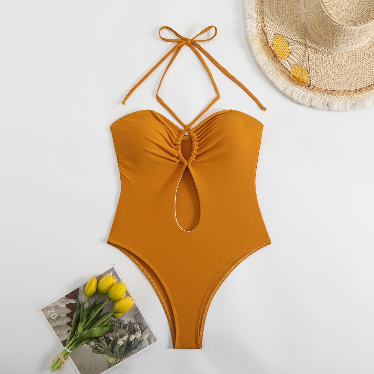 Sexy Halter Top Bikinis Bandeau Swimwear Yellow Swimwear - Tophatter Daily Deals