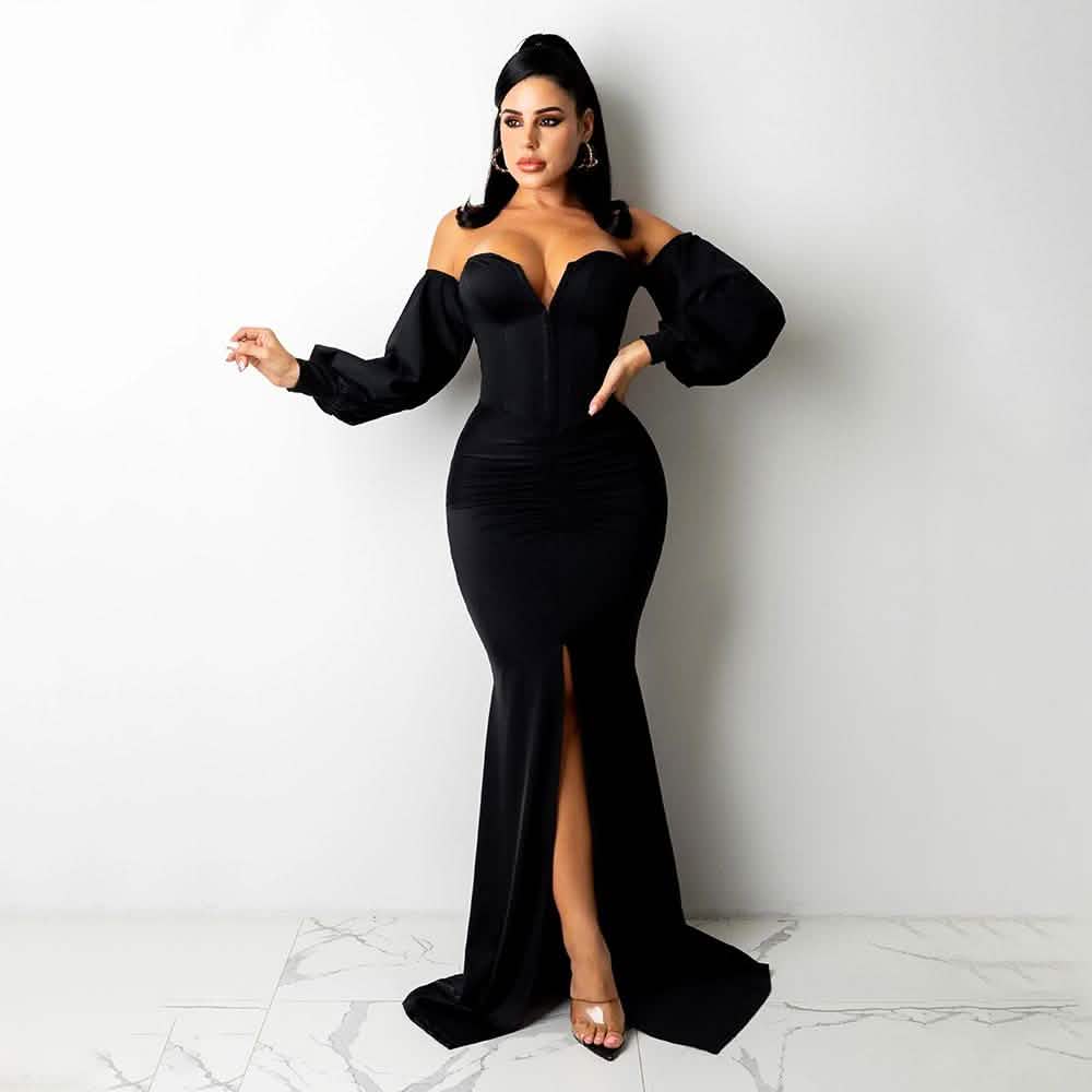 Sexy Off Shoulder Bodycon Party Dress Black Women's Dresses - Tophatter Daily Deals