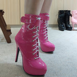 Sexy Single Boots Lace-Up Platform Ankle Short Boots heels - Tophatter Daily Deals