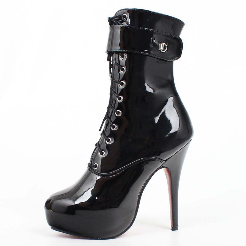 Sexy Single Boots Lace-Up Platform Ankle Short Boots heels - Tophatter Daily Deals