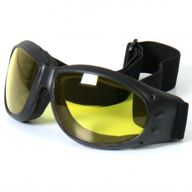 Hot Leathers Eliminator Style Motorcycle Riding Goggles with Yellow Lenses Sunglasses/Goggles - Tophatter Daily Deals