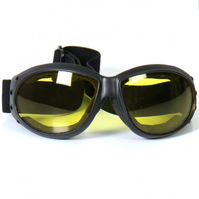 Hot Leathers Eliminator Style Motorcycle Riding Goggles with Yellow Lenses Sunglasses/Goggles - Tophatter Daily Deals