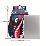 Patterned Shark Nylon Student Backpack Handbags & Wallets - Tophatter Daily Deals
