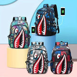 Patterned Shark Nylon Student Backpack Handbags & Wallets - Tophatter Daily Deals