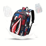 Patterned Shark Nylon Student Backpack Handbags & Wallets - Tophatter Daily Deals
