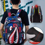 Patterned Shark Nylon Student Backpack Handbags & Wallets - Tophatter Daily Deals