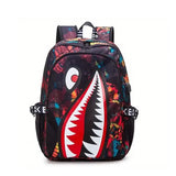 Patterned Shark Nylon Student Backpack Printed Red Charging Plate Handbags & Wallets - Tophatter Daily Deals