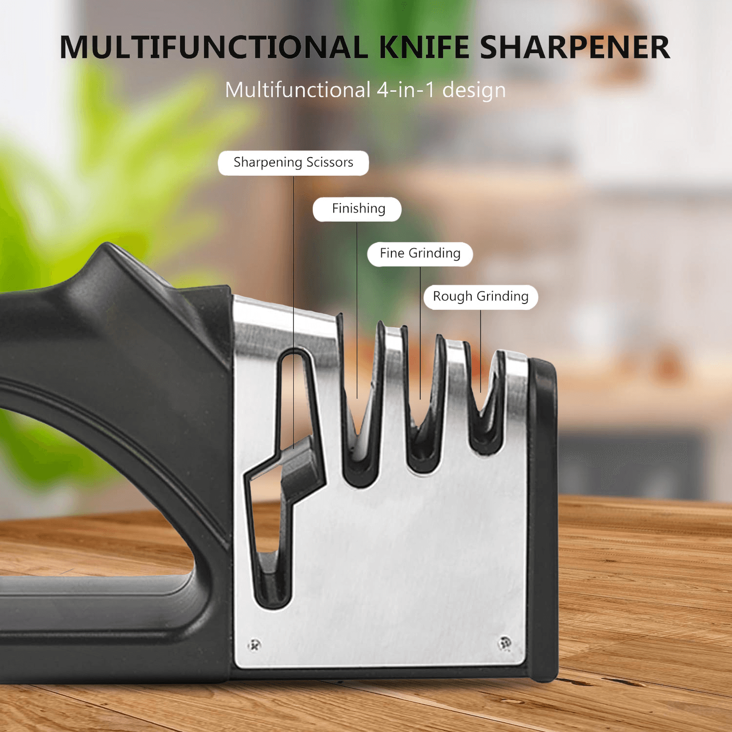 Kitchen Knife Sharpener – 4 in 1 Diamond Knife Grinder for Knives & Scissors | Multi-Tool Sharpener Household - Tophatter Daily Deals