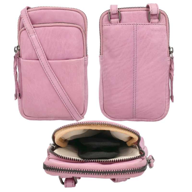 Shay Leather RFID Crossbody Purse Pink Handgun Purses - Tophatter Daily Deals